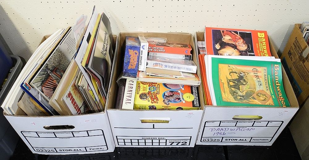 3 Boxes of Circus Related Reference Materials: Bandwagon / Records / Photographs. (1 of 1)