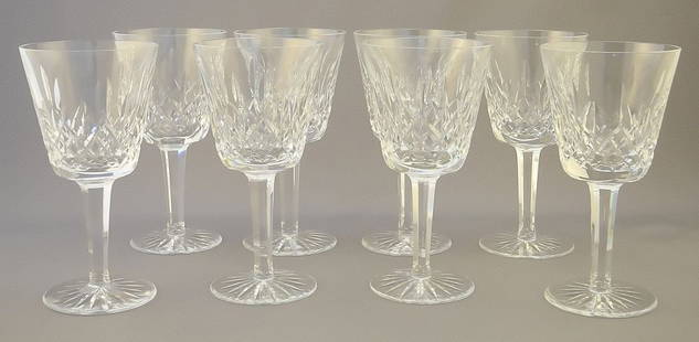 8 Waterford Lismore Crystal Stem Glasses, 5 7/8"H.: 8 Waterford Lismore Crystal Stem Glasses, 5 7/8"H.