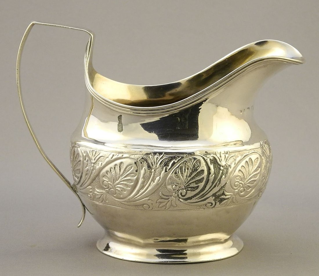Georgian Hallmarked Silver Cream Jug - 92 grams, marked faintly, 5"l. (1 of 5)
