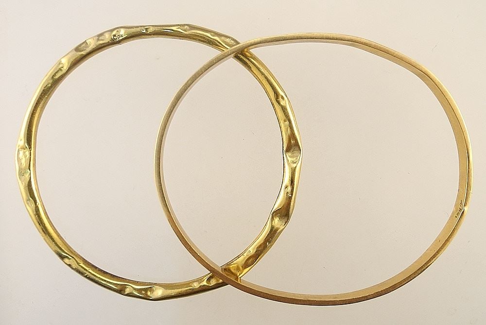 2 Rose Gold Bangles: 10K (marked), 4.15 gms & 9 Carat (marked), 3.6 gms (1 of 2)