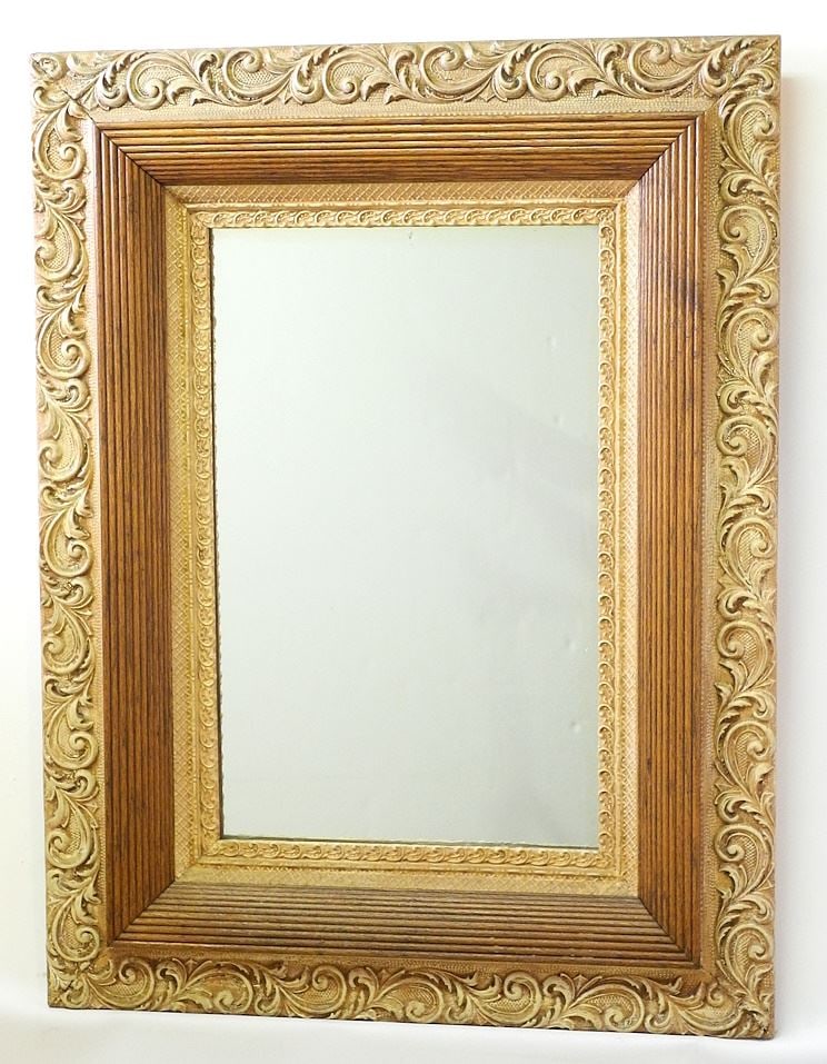 Mirror with Elaborate Molded Frame, 34" x 26".: Mirror with Elaborate Molded Frame, 34" x 26".