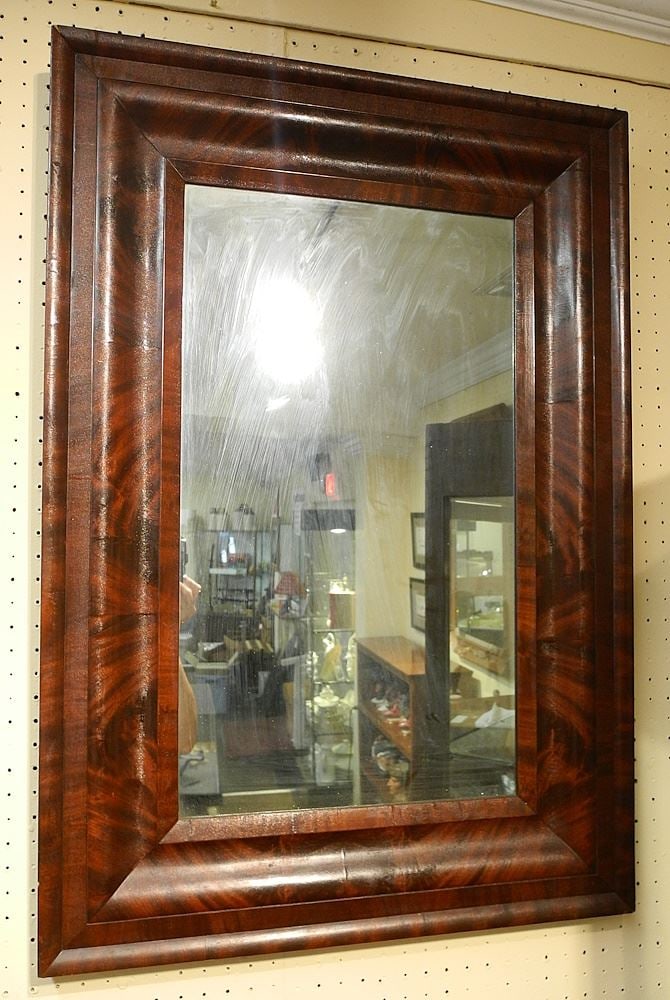 Flame Mahogany Veneer Mirror, 38 3/8" x 26 1/2" x 1 7/8". (1 of 1)