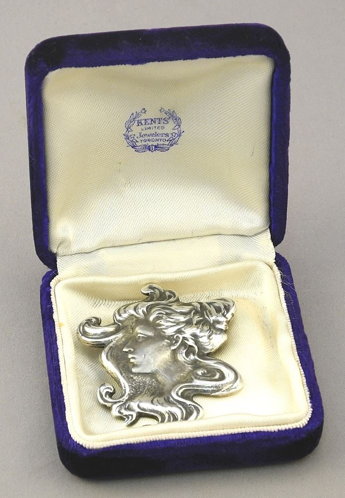 Israeli (marked with label) 925 (marked) Art Nouveau Style Brooch / Pendant, 1 7/8". (1 of 3)