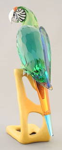 Swarovski Parrot Figurine signed on Tail, 9 3/8"H.: Swarovski Parrot Figurine signed on Tail, 9 3/8"H.