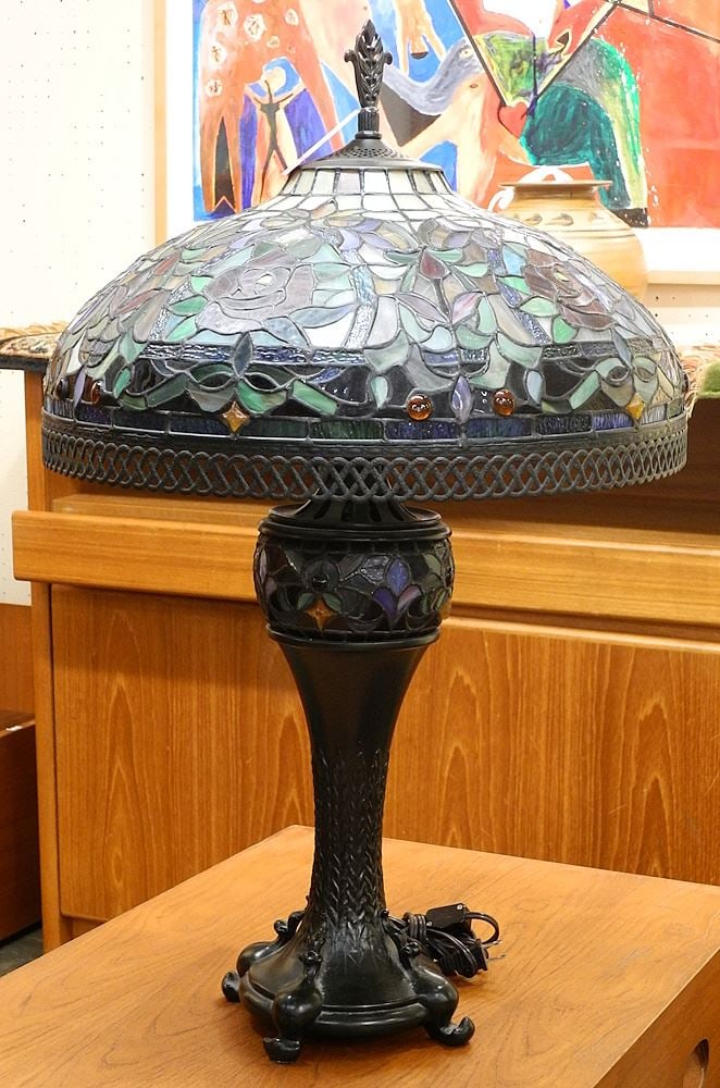 Leaded Glass Table Lamp, 29 1/2"H. (1 of 6)