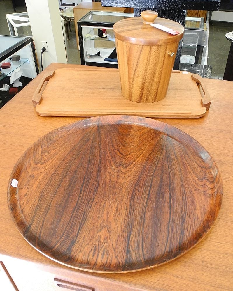 3 Scandinavian Modern Housewares: Ice Bucket / Swedish Tray / Danish Tray. (1 of 3)