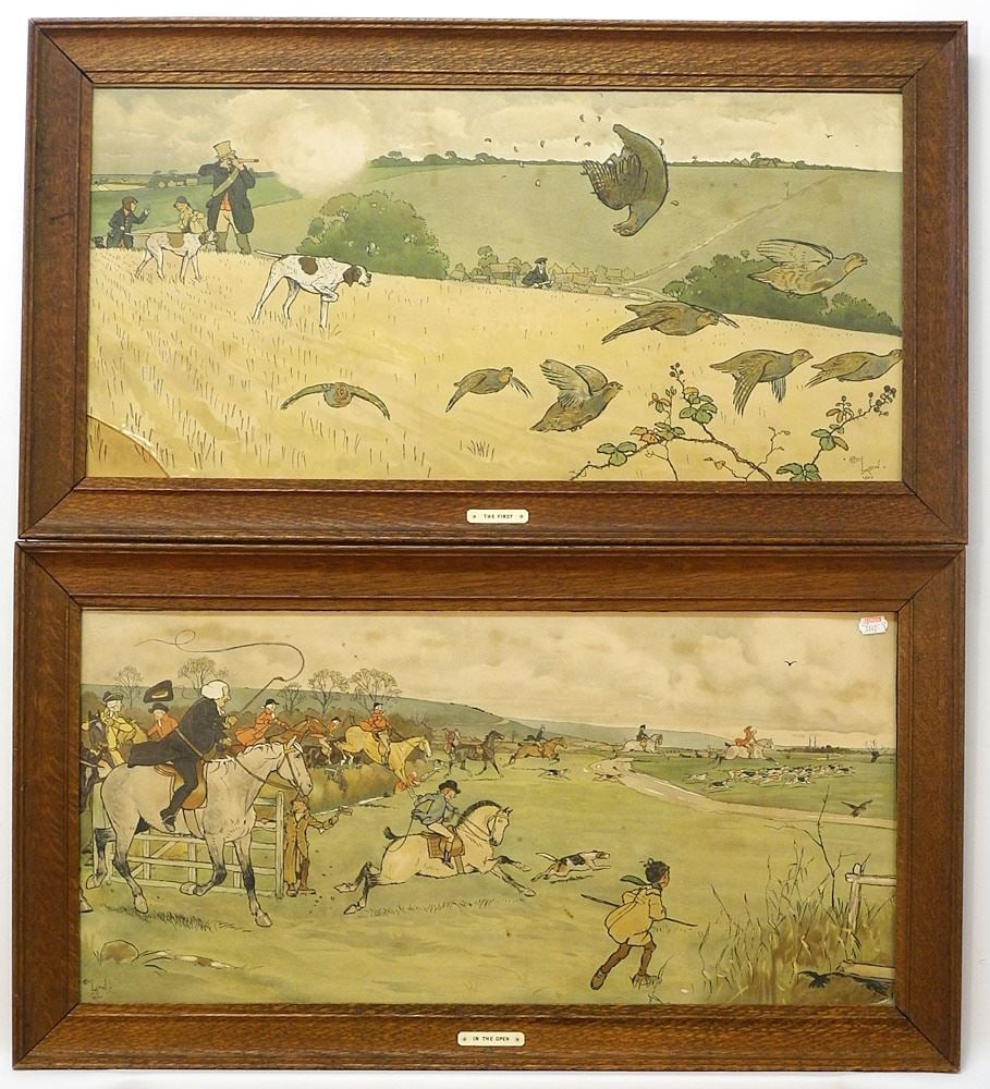 Pair of Cecil Aldin Prints, 12" x 24", "The First" and "In the Open". (1 of 6)