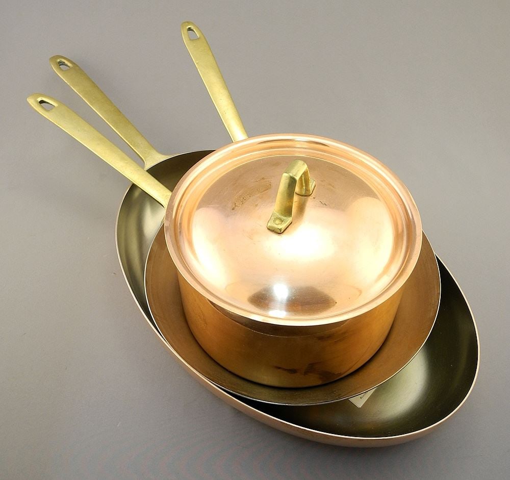 3pc Copper & Stainless Steel Paul Revere Special Edit. 1776-1976: Fish Pan, Skillet(8 1/2"),Pot(6 (1 of 5)