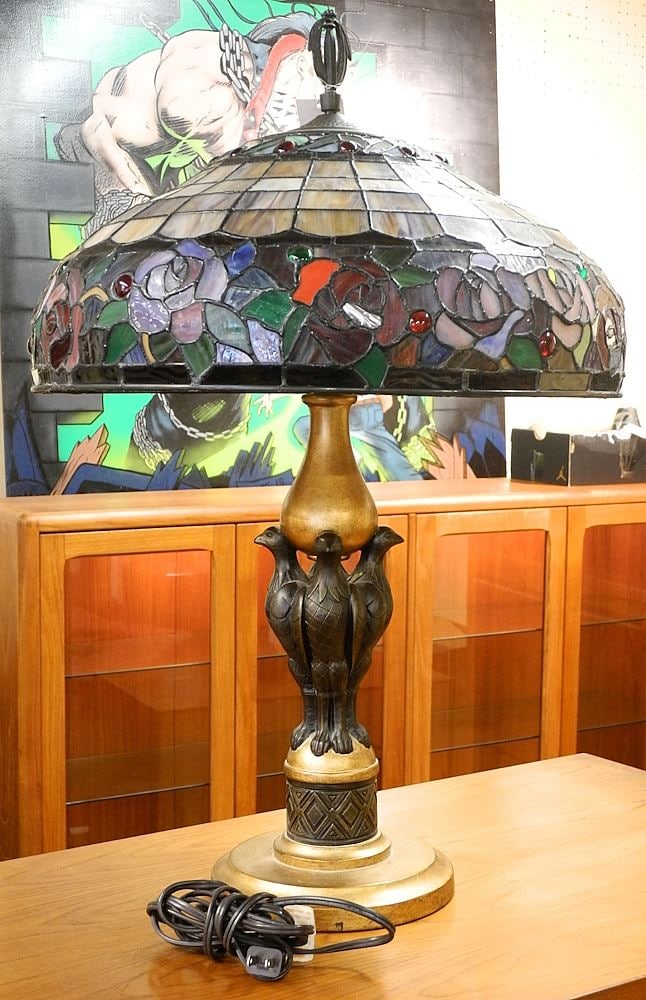 Leaded Glass Table Lamp, 27 1/2"H. (1 of 3)