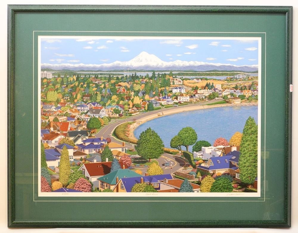 Limited Edition Print signed B. (Barbara) Weaver Bosson, 17 1/4 x 24 ", "Beach Drive". (1 of 3)