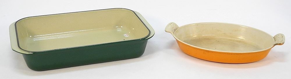 NEW Le Creuset Lasagna Pan, #40, Green & #28 Oval Flame Au Gratin Dish.: NEW Le Creuset Lasagna Pan, #40, Green & #28 Oval Flame Au Gratin Dish.
