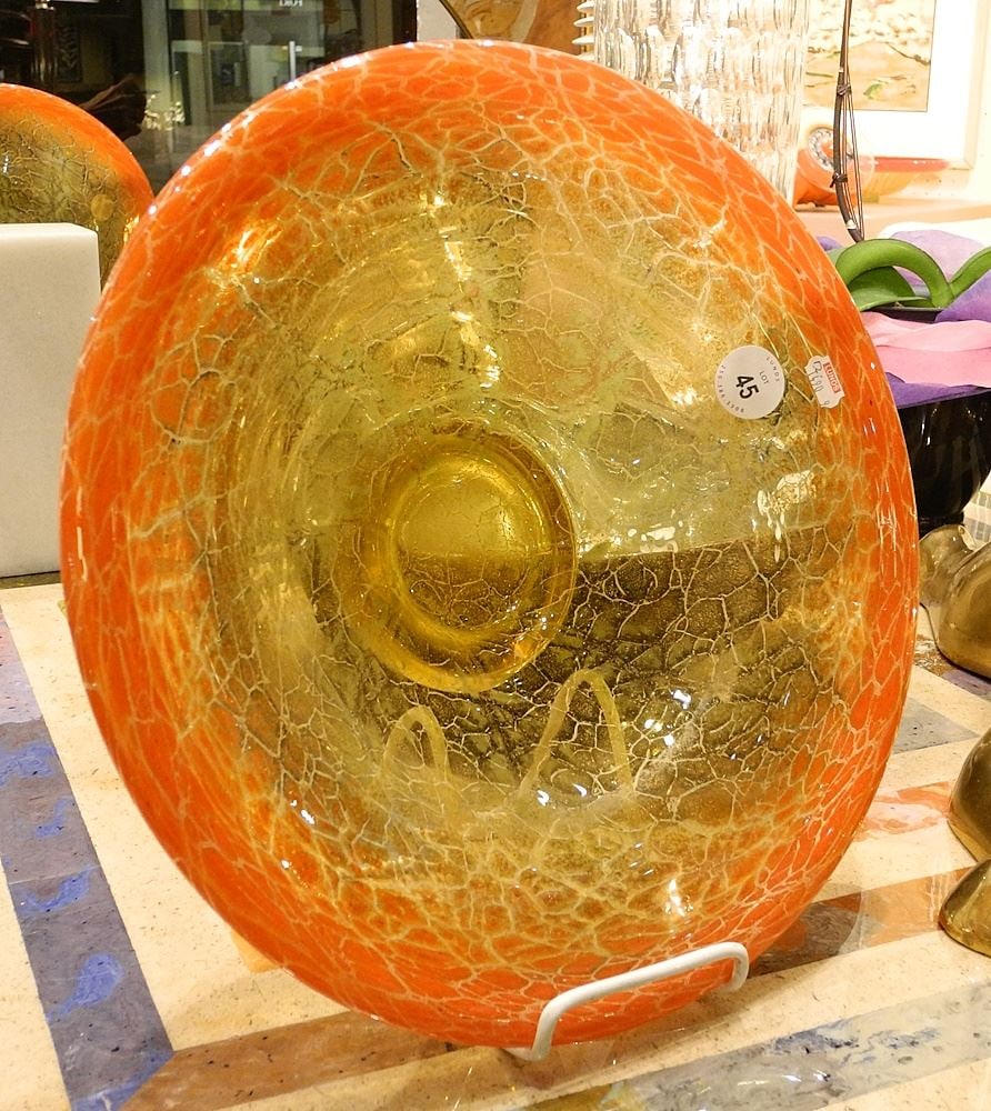 WMF Glass Bowl, Tangerine and Yellow , 13 3/4" diam. (1 of 1)