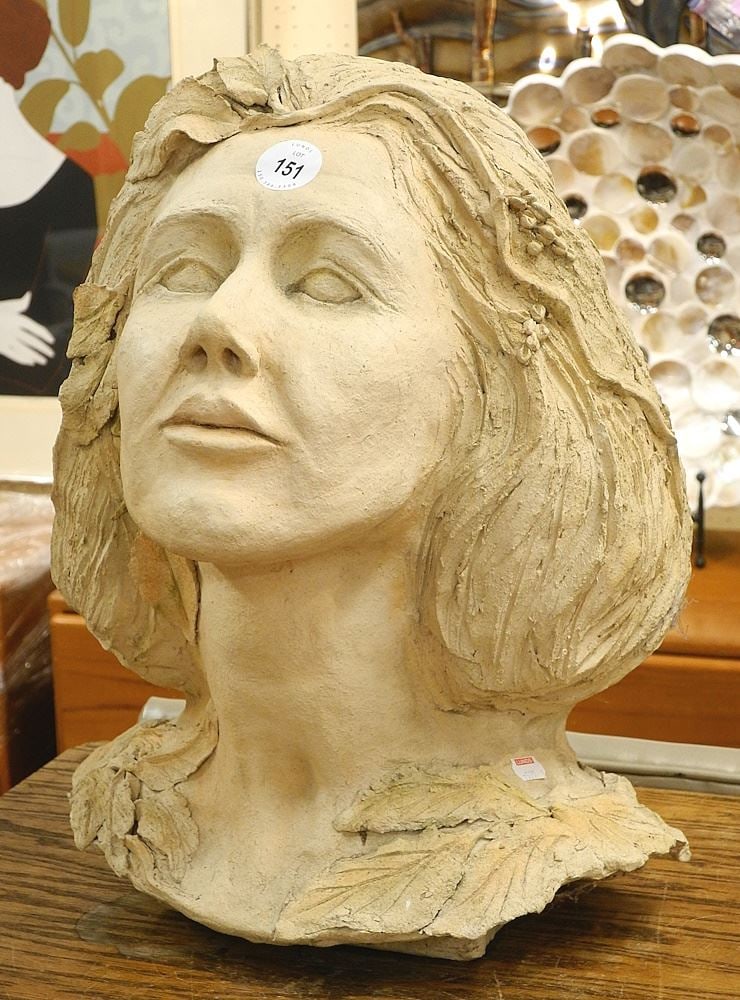 Ceramic Portrait Bust Vase, 15"H. (1 of 2)