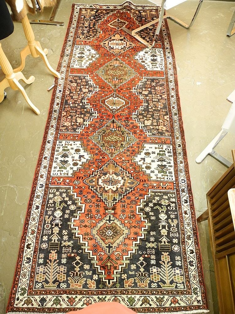 Tabriz Runner, Approximately 9'8" x 3'5 1/2". (1 of 3)