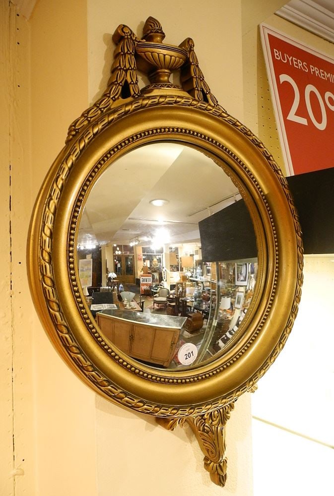 Louis XVI Convex Bullseye Mirror, 25"H.: Louis XVI Convex Bullseye Mirror, 25"H.