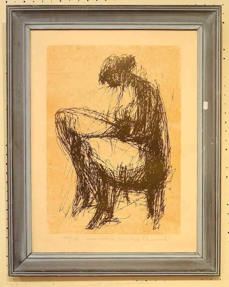 Serigraph signed H (Herbert) Siebner 23 1/2 x 17 1/2", "Woman  Breeding Better Man", 106/150. (1 of 4)