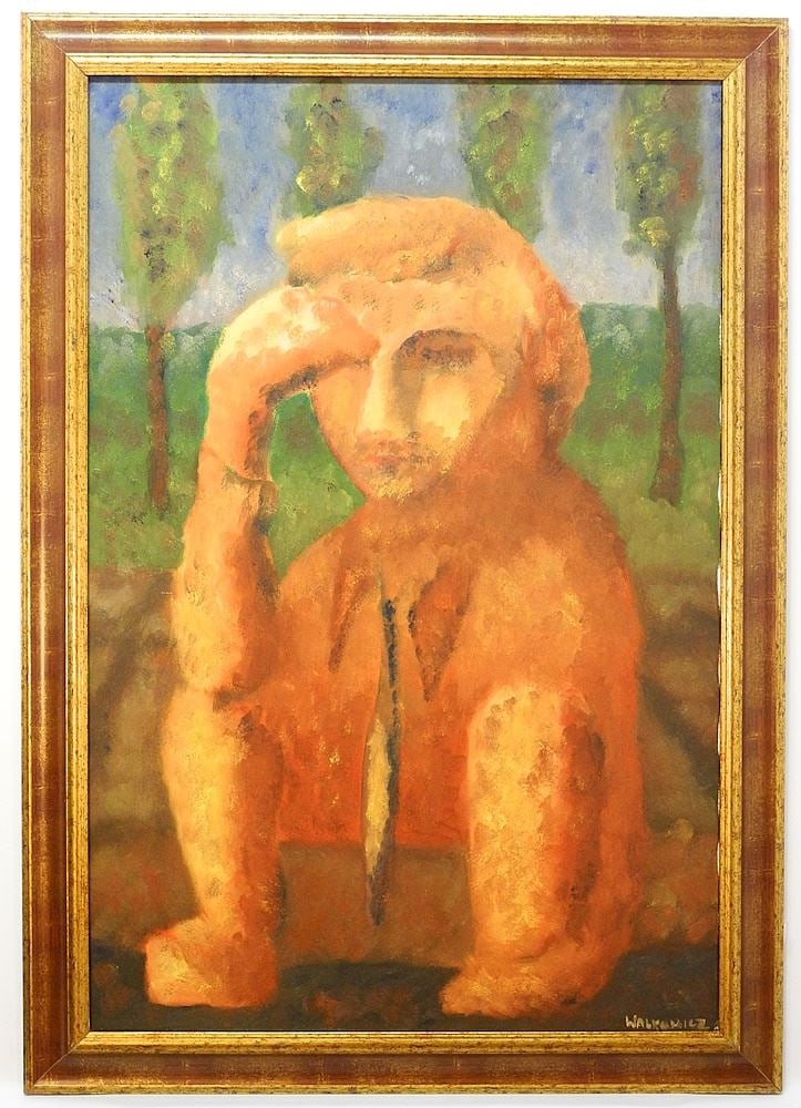 Oil on Canvas signed Walkowicz, 35 5/8" x 23 1/2", untitled figure study. (1 of 4)