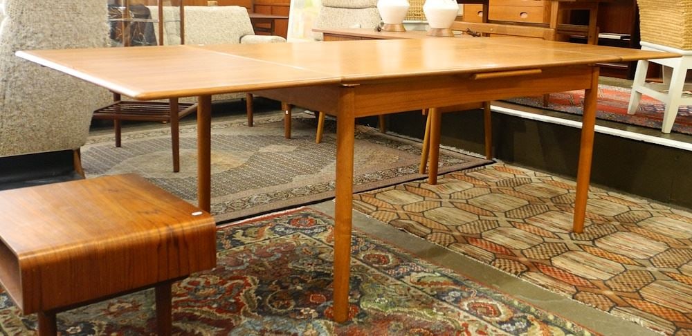 Danish Modern Teak Draw Leaf Dining Table, 29 3/4 x 55 x 39 1/2". (1 of 4)