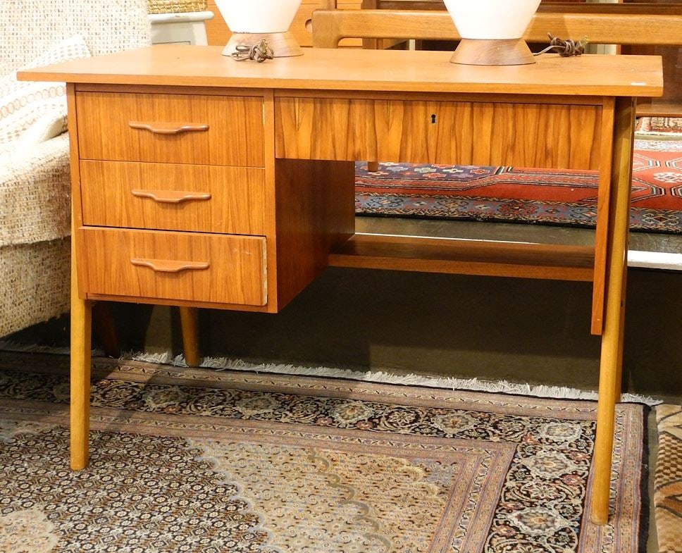 Danish Modern Teak Students Desk, 41 5/8"W.: Danish Modern Teak Students Desk, 41 5/8"W.