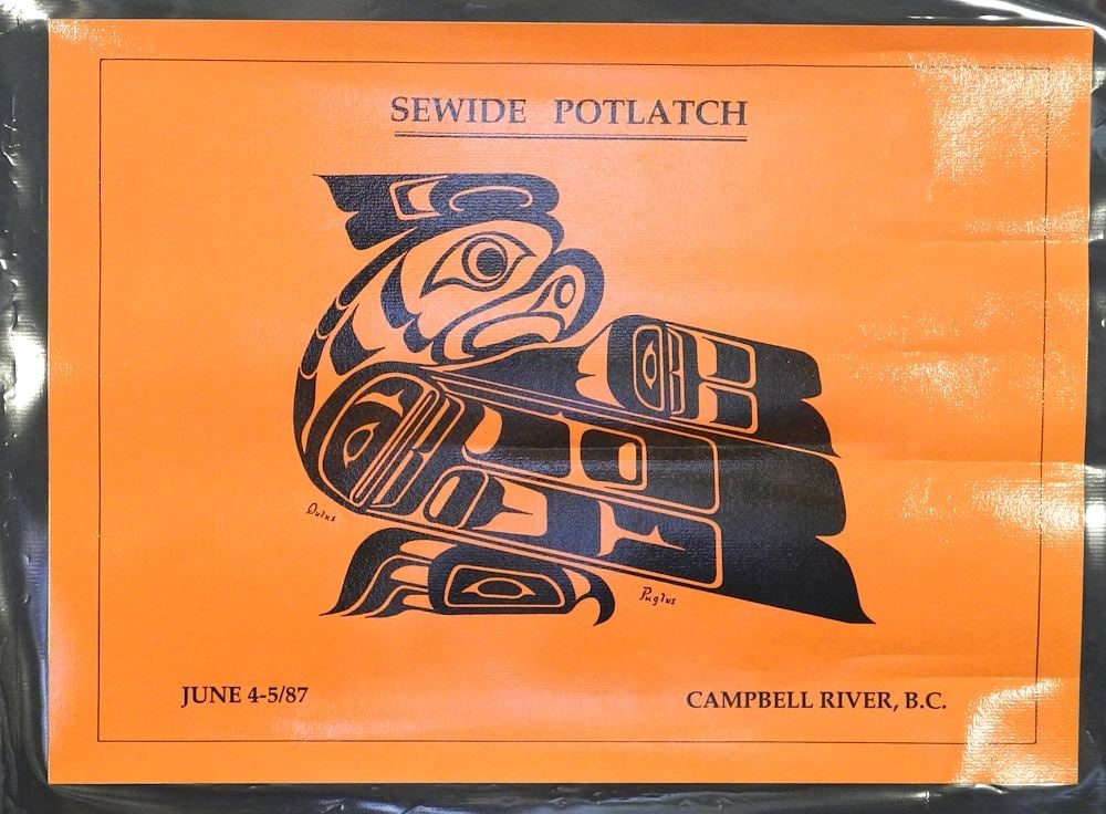 Two Commemorative Sewide Potlatch Prints: June 4/5-1987, Dora Cook & Puglus, One Laminated: Two Commemorative Sewide Potlatch Prints: June 4/5-1987, Dora Cook & Puglus, One Laminated