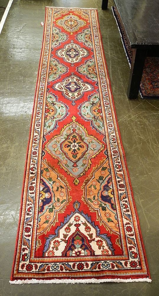 Tabriz Runner Approximately 12'4" X 2'6". (1 of 4)