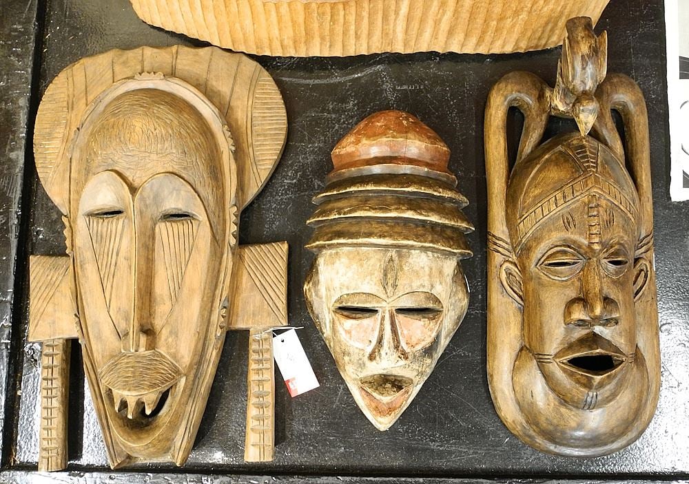 3 African Masks, 14" - 19"H.: 3 African Masks, 14" - 19"H.