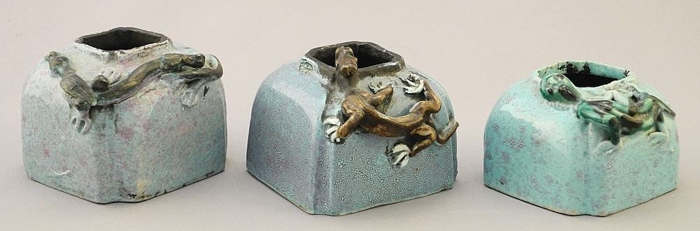 3 Chinese Robin's Egg Blue "Chilong" Brush Washers, 2 1/8 - 3 1/8" Wide (1 of 5)