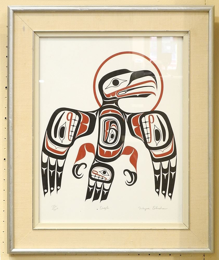 Haida Serigraph signed Wayne Edenshaw, 17 1/2 x 13 1/2", "Eagle", #154/200. (1 of 2)