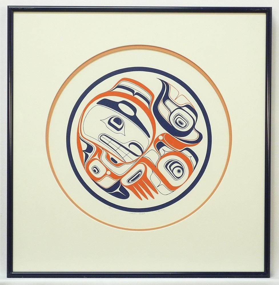 Nuu-Chah-Nulth Serigraph signed Joe David, 11" Diameter, "Vision Quest", #20/222. (1 of 3)