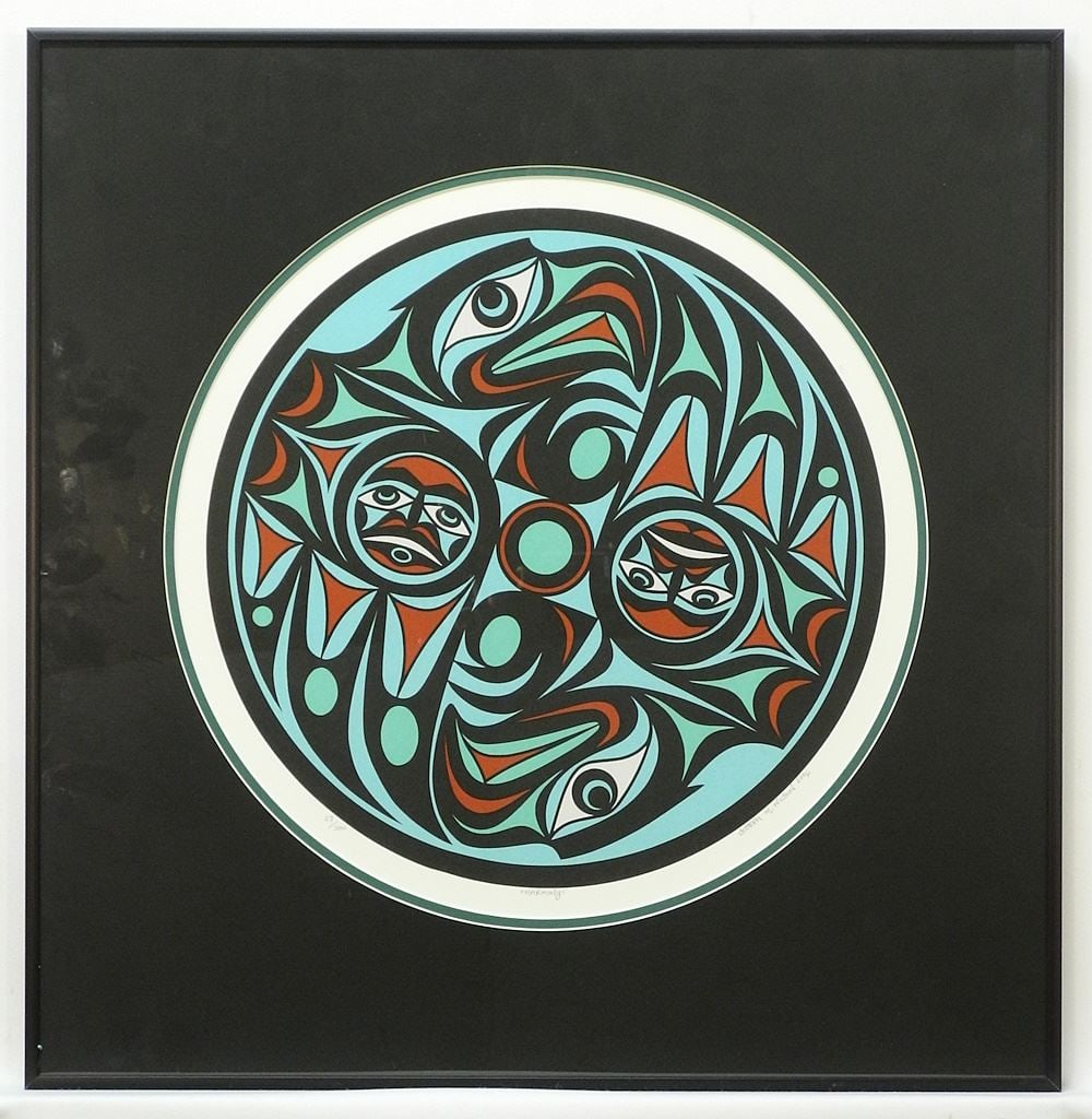Coast Salish Serigraph signed Joseph M. Wilson 2006, 14 3/4" diam. "Harmony". (1 of 4)