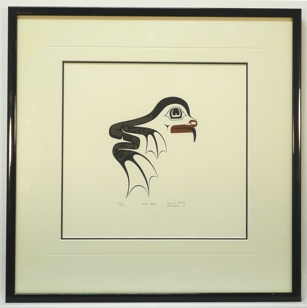 Limited Print signed Clarence Mills, 87', 10 1/2" x 11", "Haida Frog". (1 of 3)