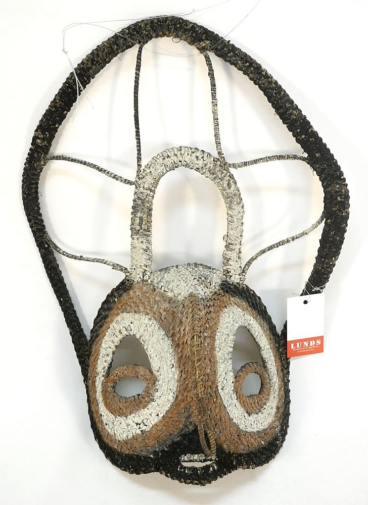 Papua New Guinea Woven Fibre Mask, 16 3/4"H.: Papua New Guinea Woven Fibre Mask, 16 3/4"H.