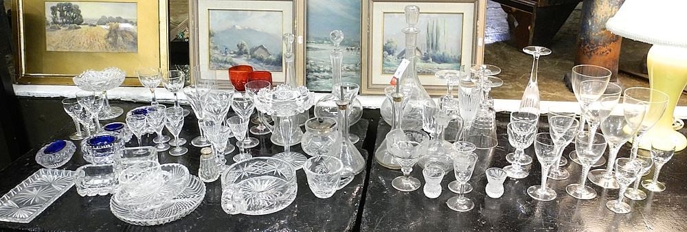 Collection of Various Estate Crystals & Glasswares: Decanters/ Salts/Glasses/Etc. (1 of 3)