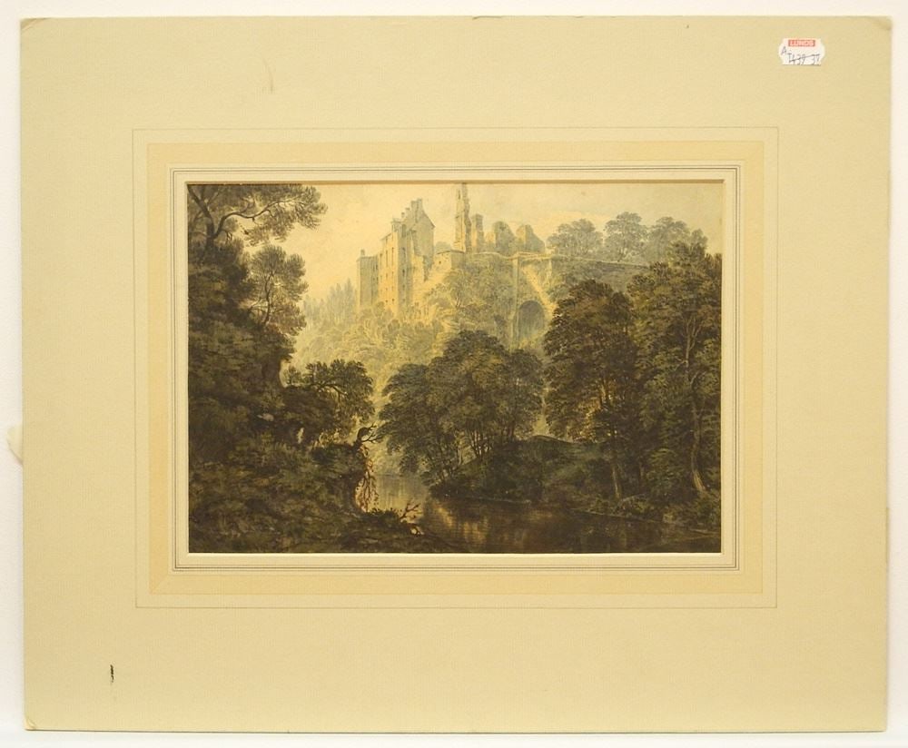 Anonymous Watercolour, 15 7/8 x 13 1/8", "Rosslyn Castle, Scotland" -C.1830. (1 of 3)