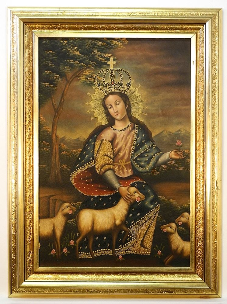 Pair San Miguel Oil Paintings, 23 5/8" x 15 6/8". (1 of 4)