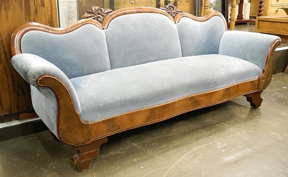 19th Century Mahogany Frame Sofa, 79"w.: 19th Century Mahogany Frame Sofa, 79"w.