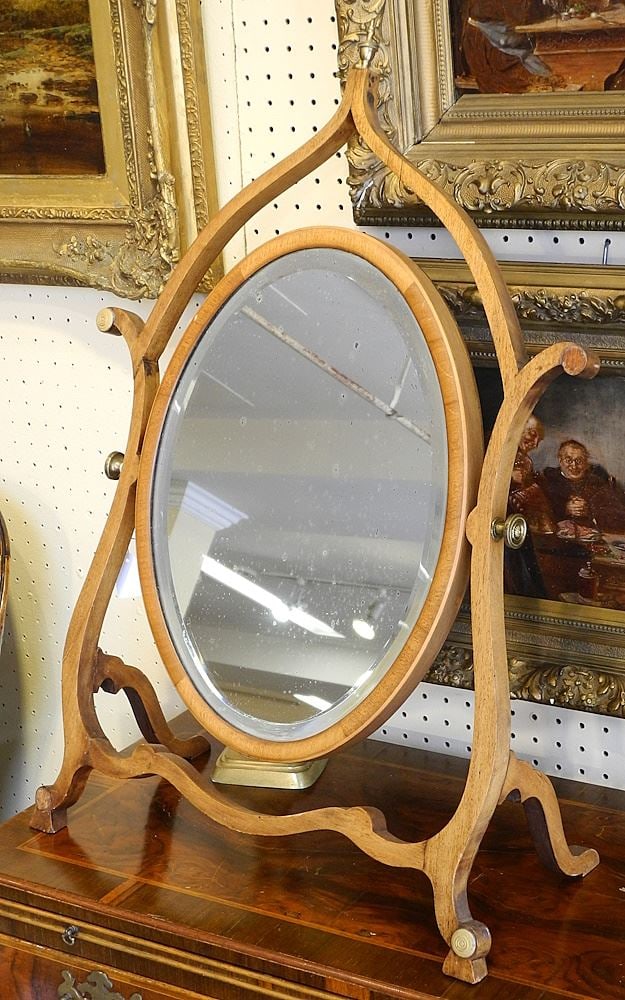 Oval Mahogany Dressing Mirror, 28 1/2"H. (1 of 5)
