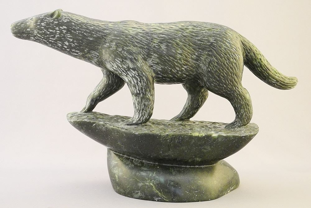 Inuit Stone Carving signed with Carving Number 201, 7 3/4 x 12 3/4 x 3 7/8", "Wolverine". (1 of 3)