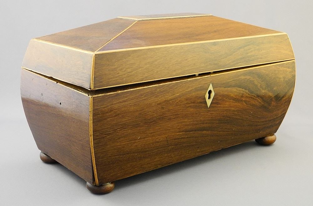 Georgian Mahogany Tea Caddy, 11 7/8"W. (1 of 7)