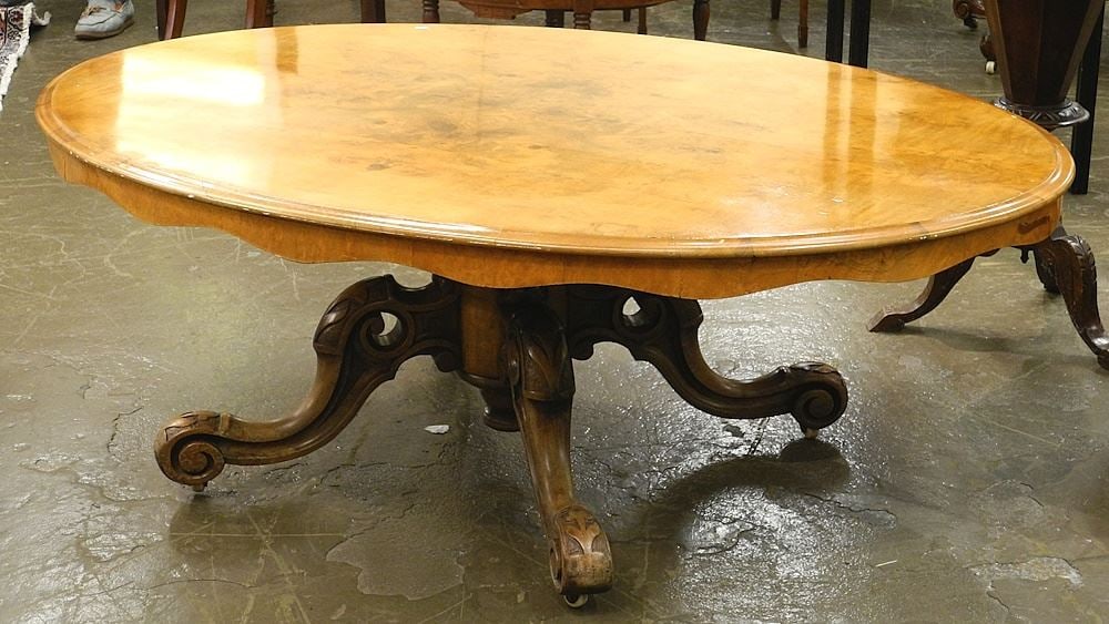 Victorian Loo Table, Height Reduced, 20 5/8 x 58 x 41". (1 of 4)