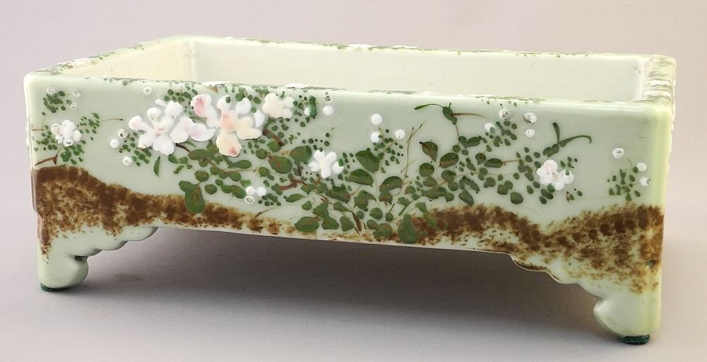 Celadon Porcelain Planter Trough, 4 1/8" x 11 5/8" x 7 3/8". (1 of 3)