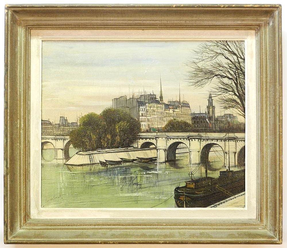 Oil on Canvas signed P. Lambert, 15 x 18", "View of Paris".: Oil on Canvas signed P. Lambert, 15 x 18", "View of Paris".