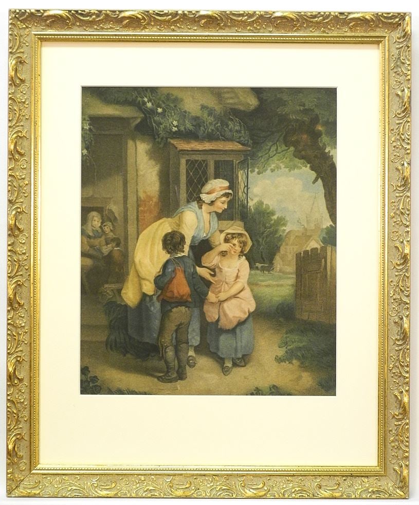 Stipple Etching After Francis Wheatley, 13 x 10 3/4, "Tenderness Persuading Reluctance".: Stipple Etching After Francis Wheatley, 13 x 10 3/4, "Tenderness Persuading Reluctance".