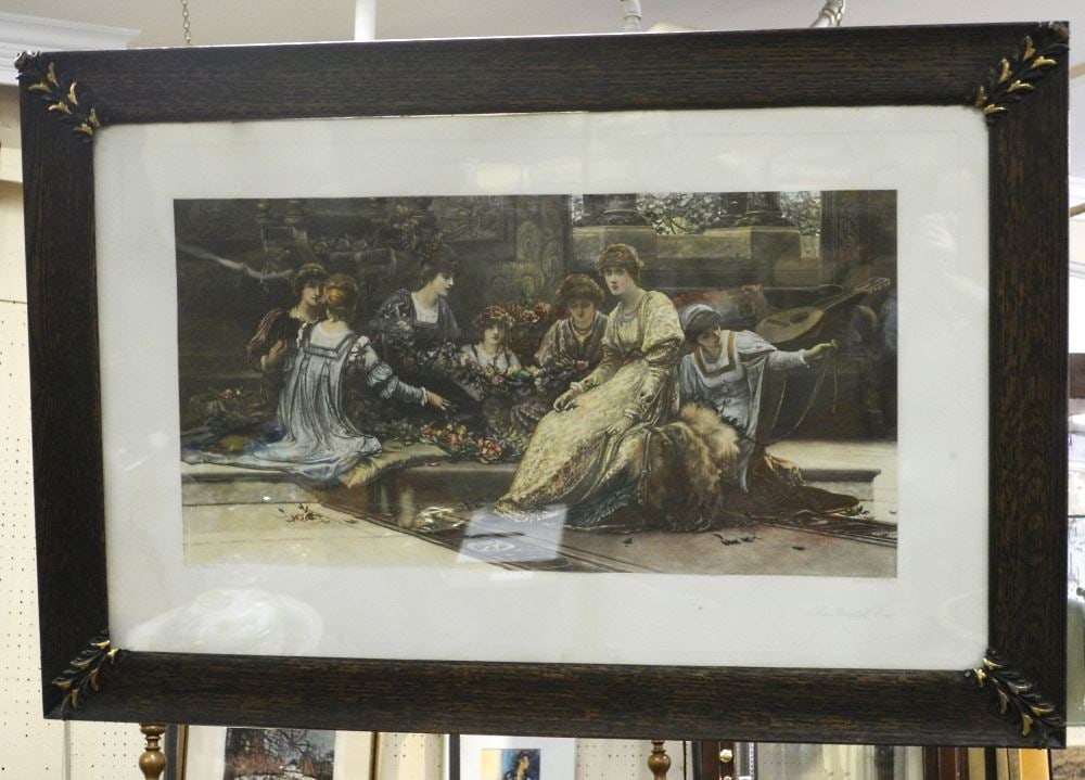 1887 Coloured Engraving after Herbert Gardy, 21 X 34 1/2" "The Bridal Eve.".: 1887 Coloured Engraving after Herbert Gardy, 21 X 34 1/2" "The Bridal Eve.".