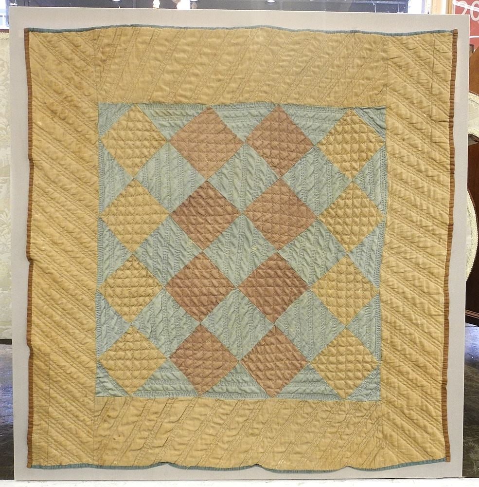 Amish Crib Quilt C.1840, Acquired in Ohio, 33" x 33". (1 of 2)