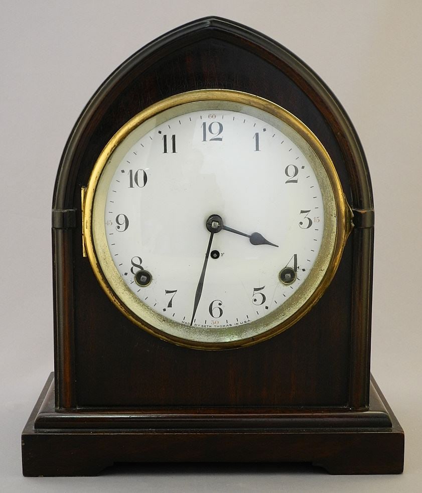 Seth Thomas Gothic Mahogany Marble Clock, 9 7/8"H. (1 of 4)