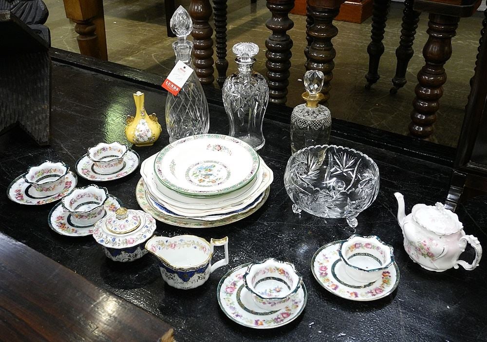Collection of Various Estate China & Crystal Wares: France / Austria, 19th C.: Collection of Various Estate China & Crystal Wares: France / Austria, 19th C.