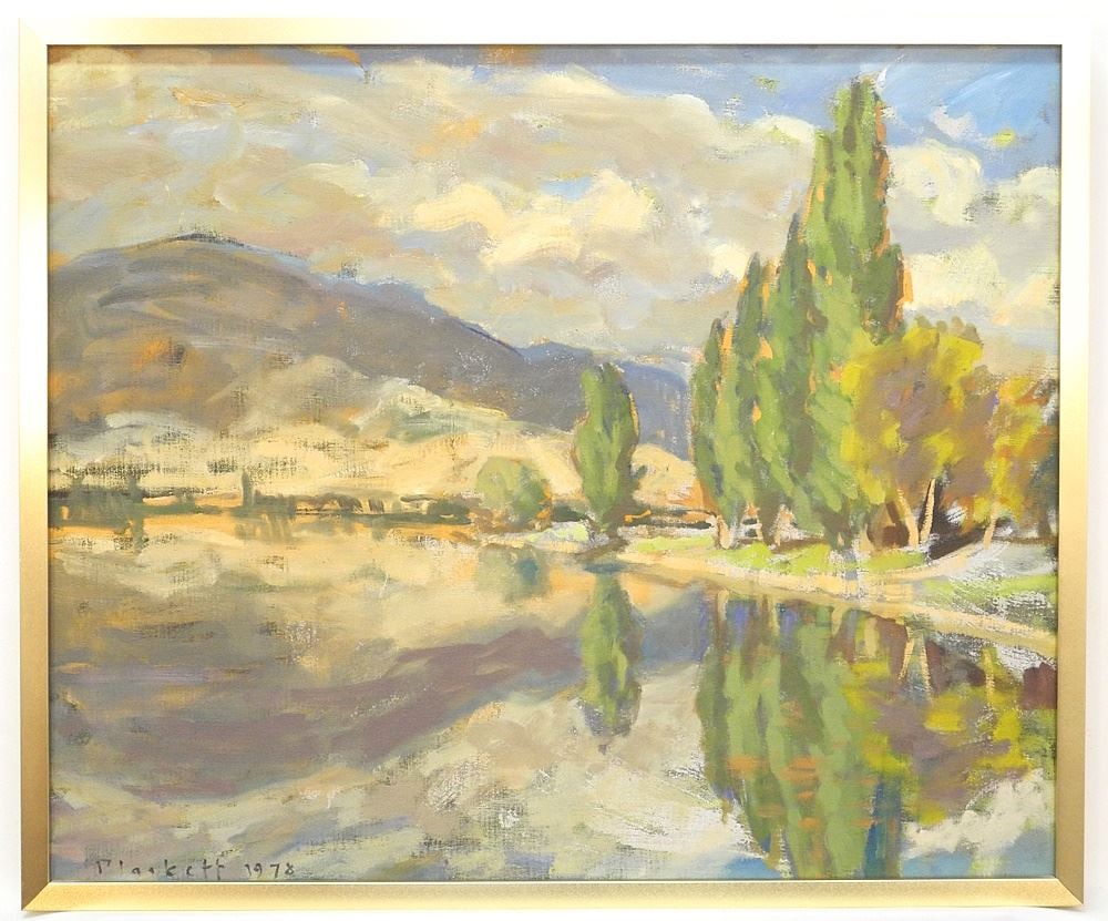 Oil on Canvas Signed (Joseph) Plaskett, 19" x 23", "Lake Osoyoos".: Oil on Canvas Signed (Joseph) Plaskett, 19" x 23", "Lake Osoyoos".