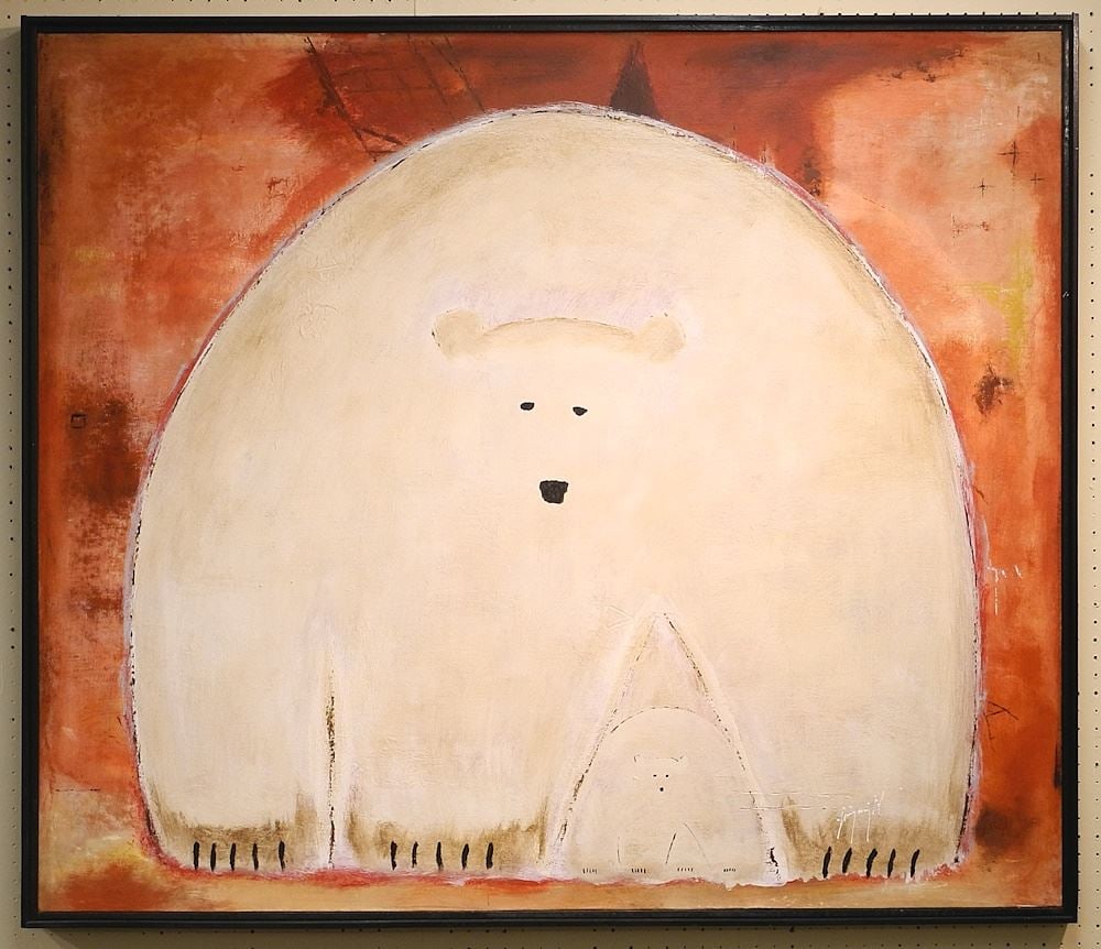 Oil on Canvas Signed Jimmy W (Wright), 48" x 56", "Untitled - Bears". (1 of 9)