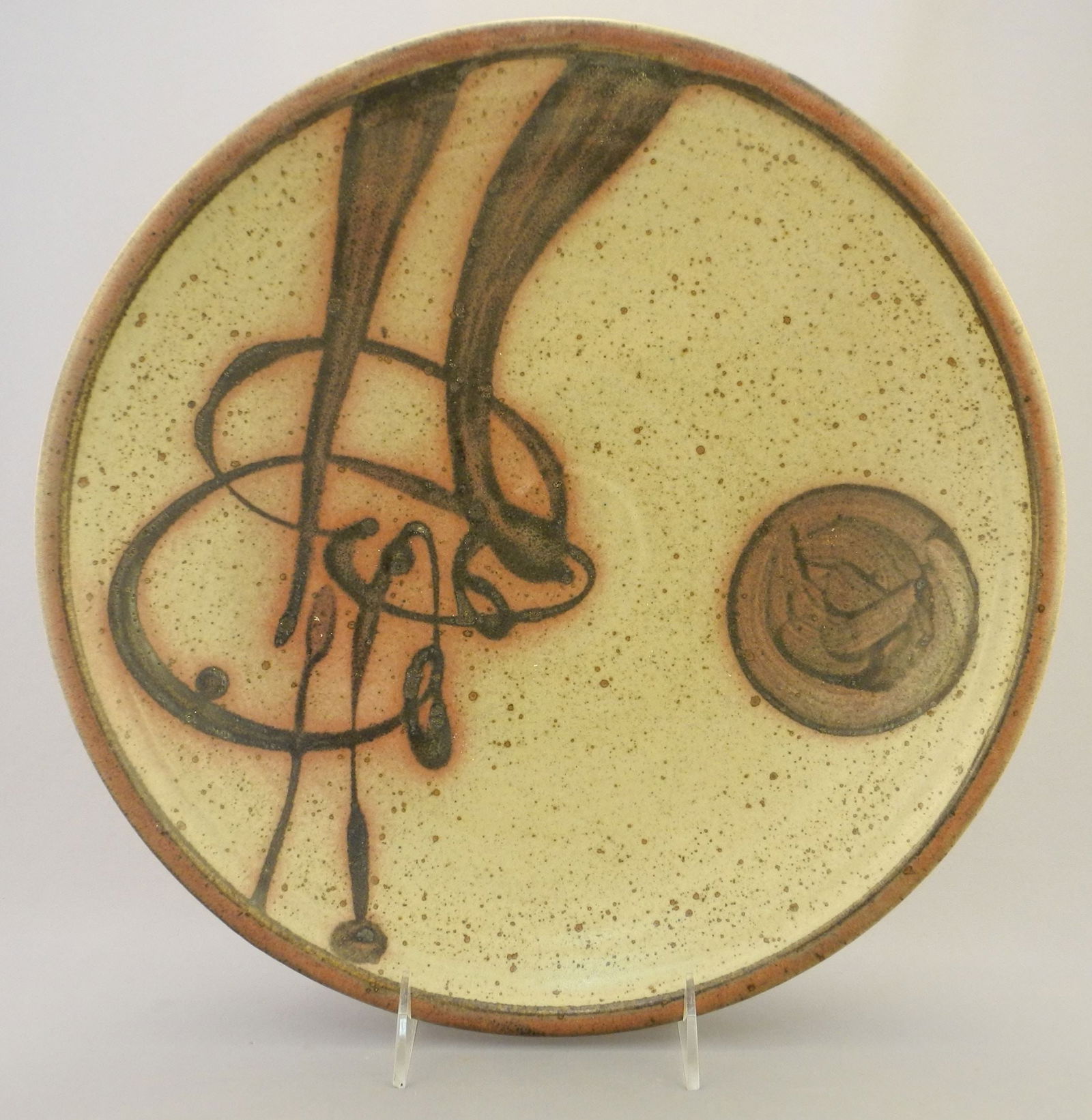 Stoneware Bowl with Abstract Design and Impressed Mark By Wayne Ngan, 2 3/8" x 12 7/8"d. (1 of 6)
